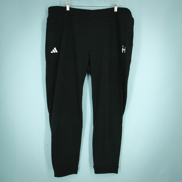 Adidas Men's Size XL Black Fleece Drawstring Pull On Jogger Knit Sweatpants A436 - Picture 1 of 8
